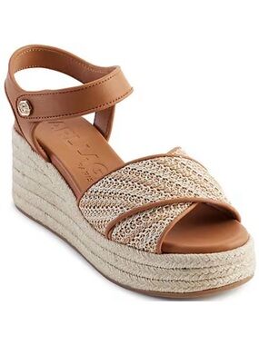 Karl Lagerfeld Tan Woven Espadrille Wedge Sandal